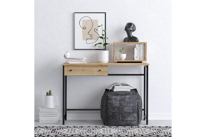 Aldarte Skrivebord 45x100 cm - Eik/Svart - Møbler - Bord - Kontorbord - Skrivebord