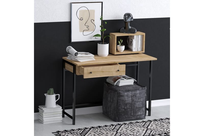 Aldarte Skrivebord 45x100 cm - Eik/Svart - Møbler - Bord - Kontorbord - Skrivebord