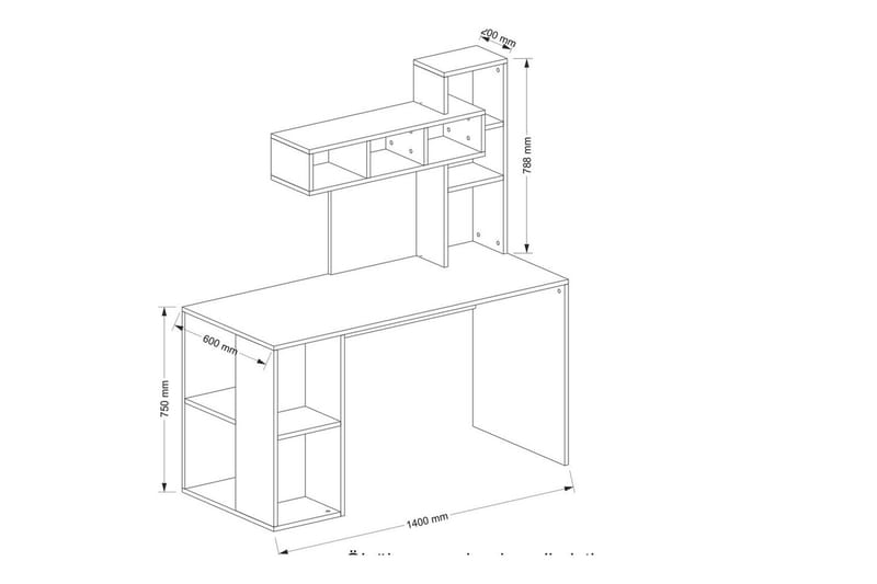 Alera Skrivebord 60x140 cm - Gull/Hvit - Møbler - Bord - Kontorbord - Skrivebord