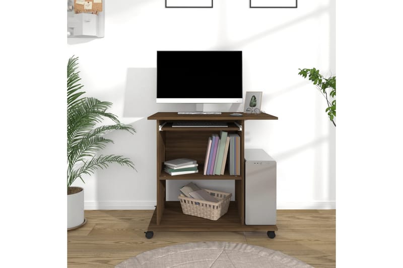 beBasic Databord brun eik 80x50x75 cm konstruert tre - Brun - Møbler - Bord - Kontorbord - Skrivebord