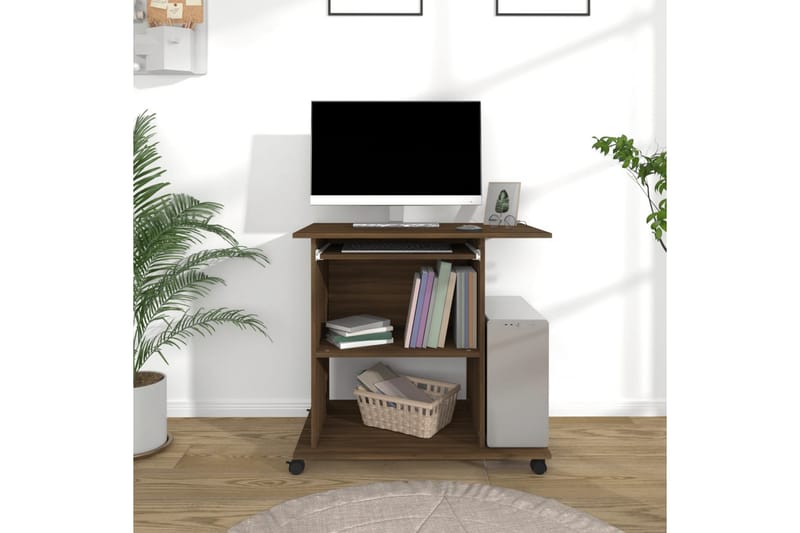 beBasic Databord brun eik 80x50x75 cm konstruert tre - Brun - Skrivebord