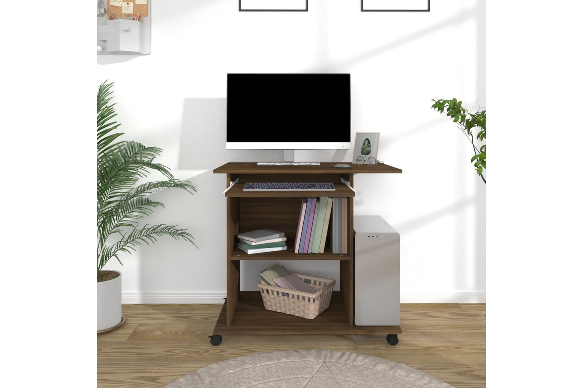 beBasic Databord brun eik 80x50x75 cm konstruert tre - Brun - Møbler - Bord - Kontorbord - Skrivebord