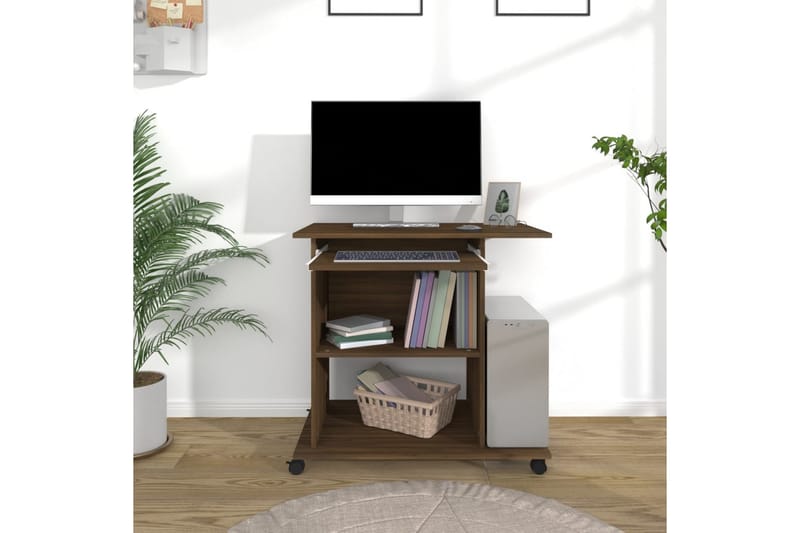 beBasic Databord brun eik 80x50x75 cm konstruert tre - Brun - Møbler - Bord - Kontorbord - Skrivebord