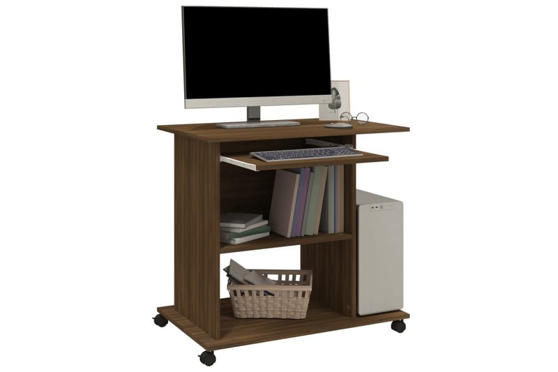 beBasic Databord brun eik 80x50x75 cm konstruert tre - Brun - Møbler - Bord - Kontorbord - Skrivebord