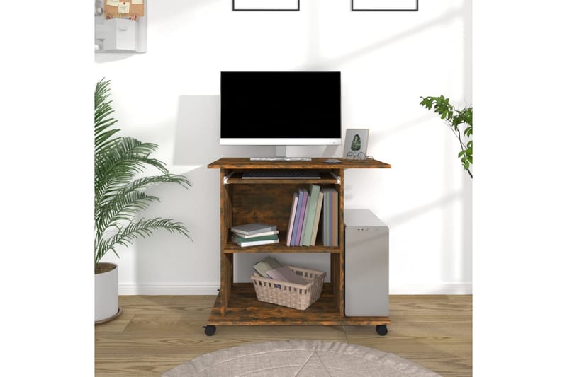 beBasic Databord røkt eik 80x50x75 cm konstruert tre - Brun - Møbler - Bord - Kontorbord - Skrivebord