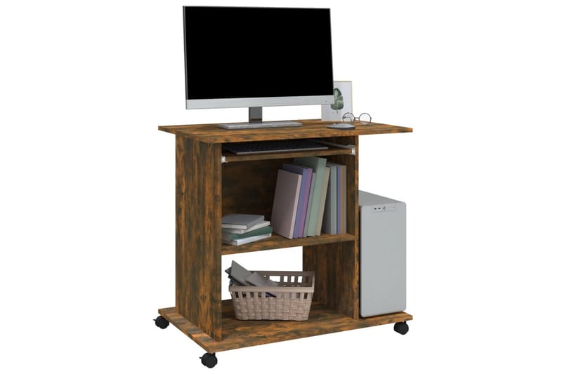 beBasic Databord røkt eik 80x50x75 cm konstruert tre - Brun - Møbler - Bord - Kontorbord - Skrivebord