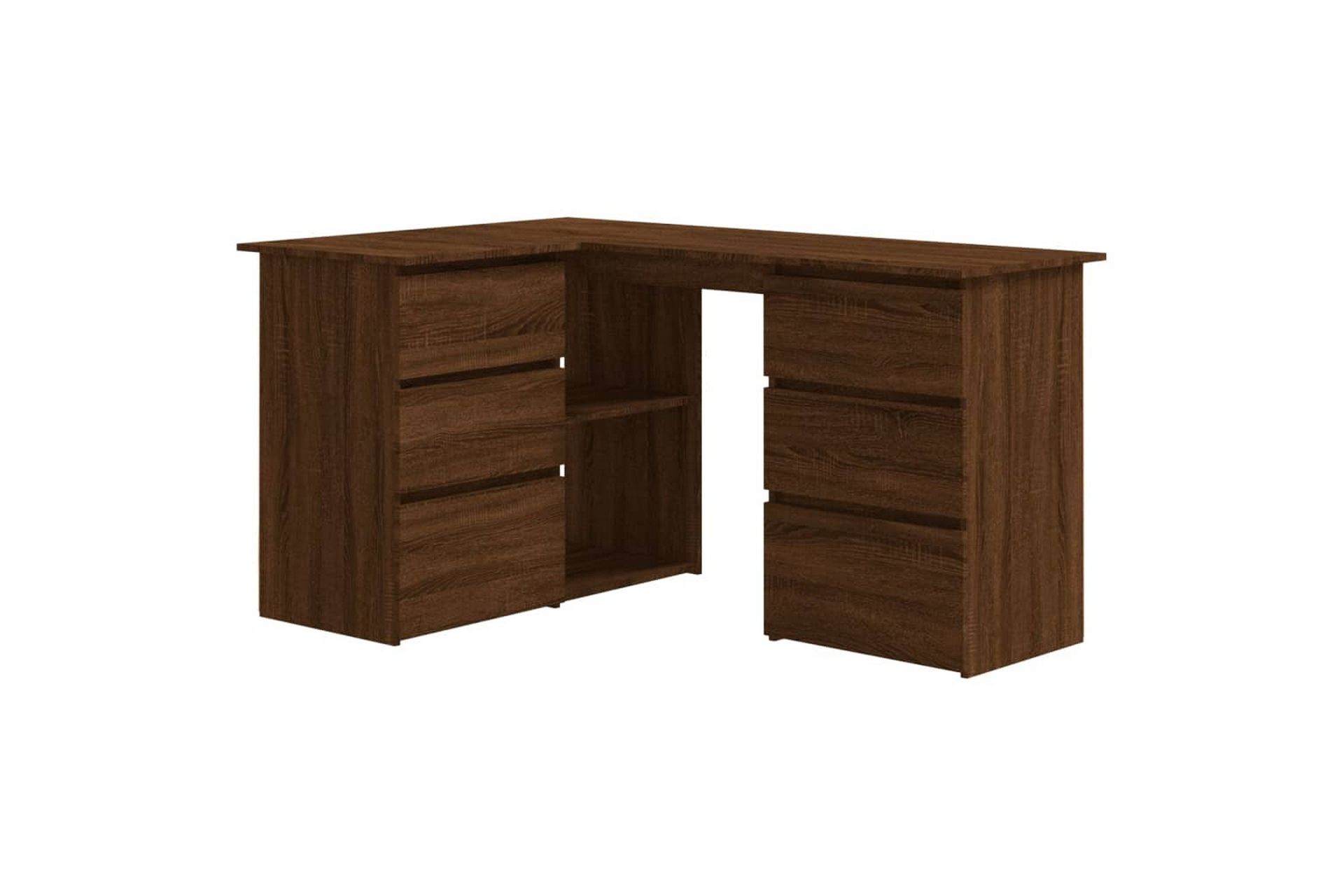 beBasic Hjørnepult brun eik 145x100x76 cm konstruert tre - Brun - Møbler - Bord - Kontorbord - Skrivebord
