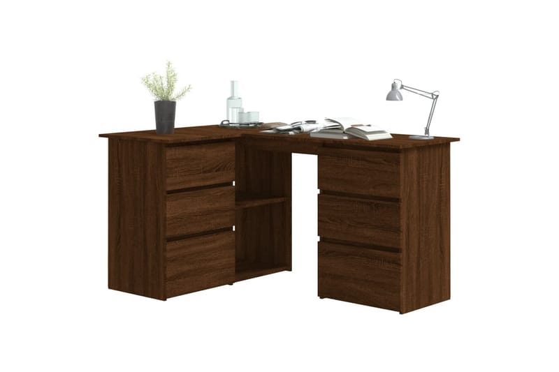 beBasic Hjørnepult brun eik 145x100x76 cm konstruert tre - Brun - Møbler - Bord - Kontorbord - Skrivebord