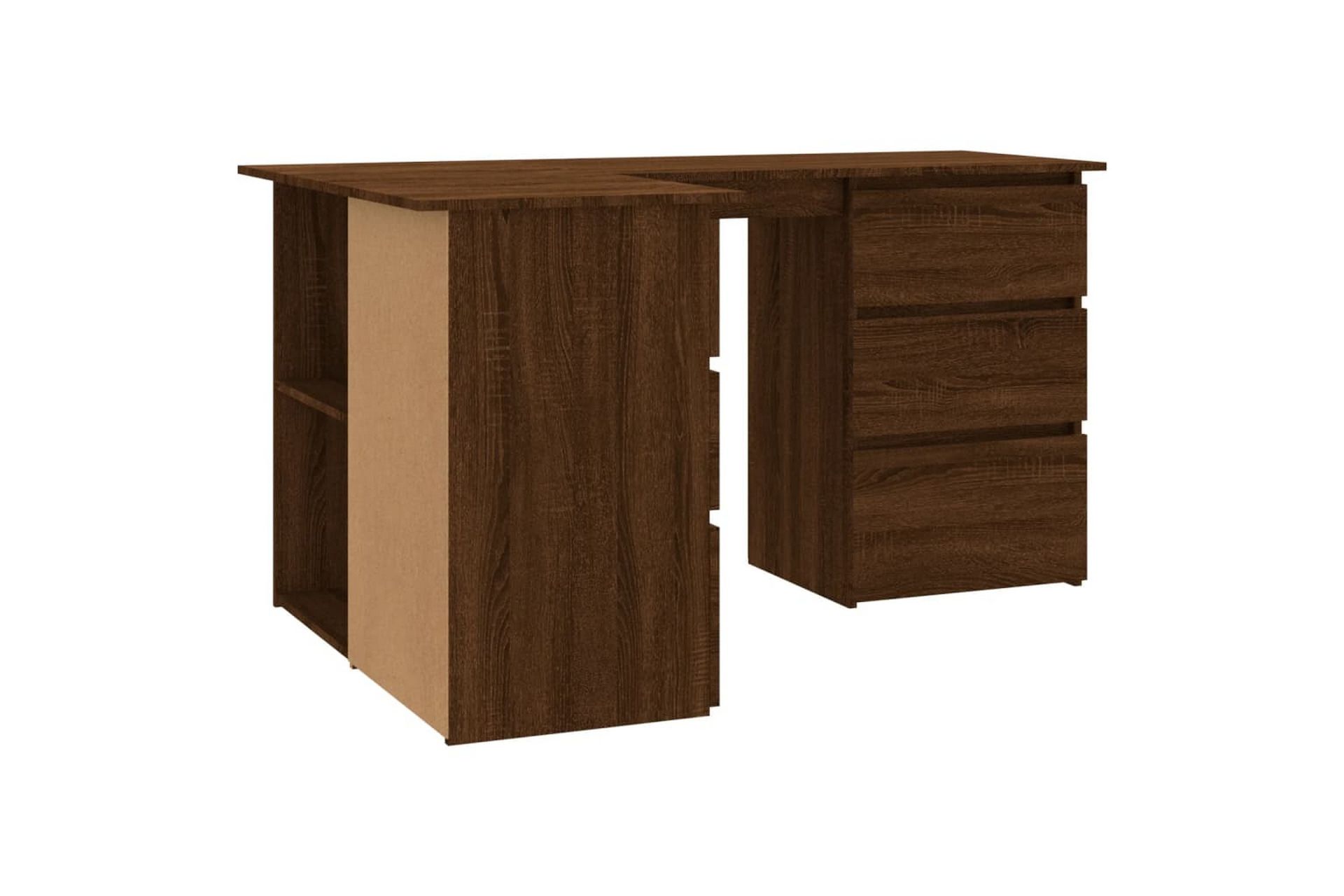 beBasic Hjørnepult brun eik 145x100x76 cm konstruert tre - Brun - Møbler - Bord - Kontorbord - Skrivebord