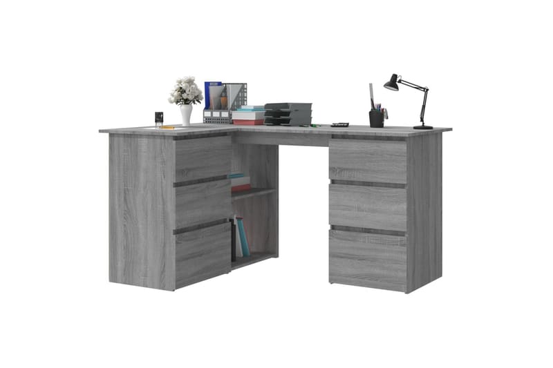 beBasic Hjørnepult grå sonoma 145x100x76 cm konstruert tre - GrÃ¥ - Møbler - Bord - Kontorbord - Skrivebord