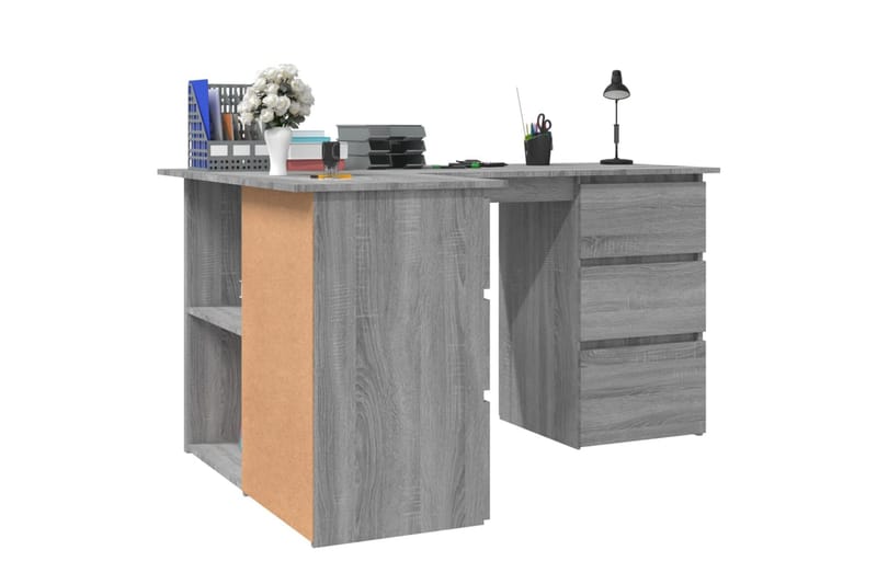 beBasic Hjørnepult grå sonoma 145x100x76 cm konstruert tre - GrÃ¥ - Møbler - Bord - Kontorbord - Skrivebord