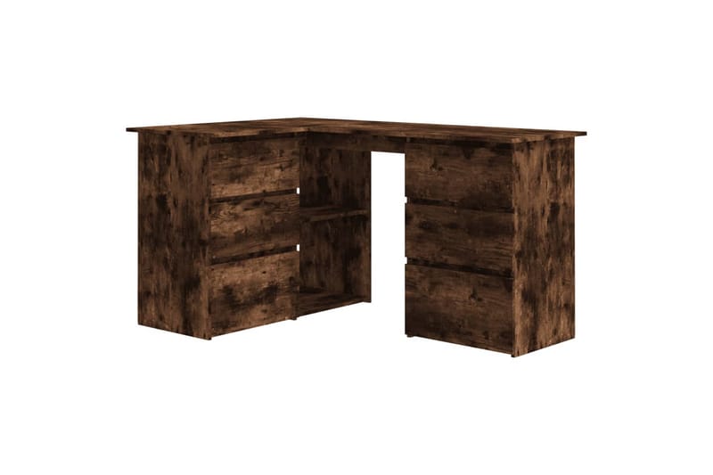 beBasic Hjørnepult røkt eik 145x100x76 cm konstruert tre - Brun - Møbler - Bord - Kontorbord - Skrivebord