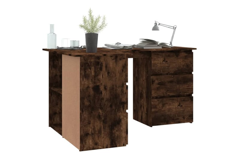 beBasic Hjørnepult røkt eik 145x100x76 cm konstruert tre - Brun - Møbler - Bord - Kontorbord - Skrivebord