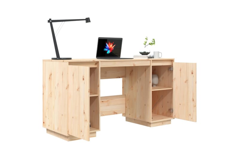 beBasic Skrivebord 140x50x75 cm heltre furu - Brun - Møbler - Bord - Kontorbord - Skrivebord