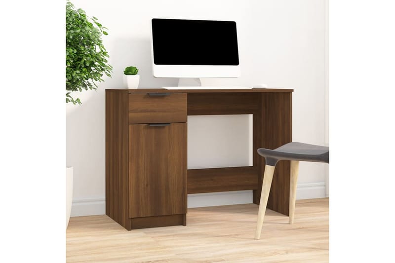 beBasic Skrivebord brun eik 100x50x75 cm konstruert tre - Brun - Møbler - Bord - Kontorbord - Skrivebord