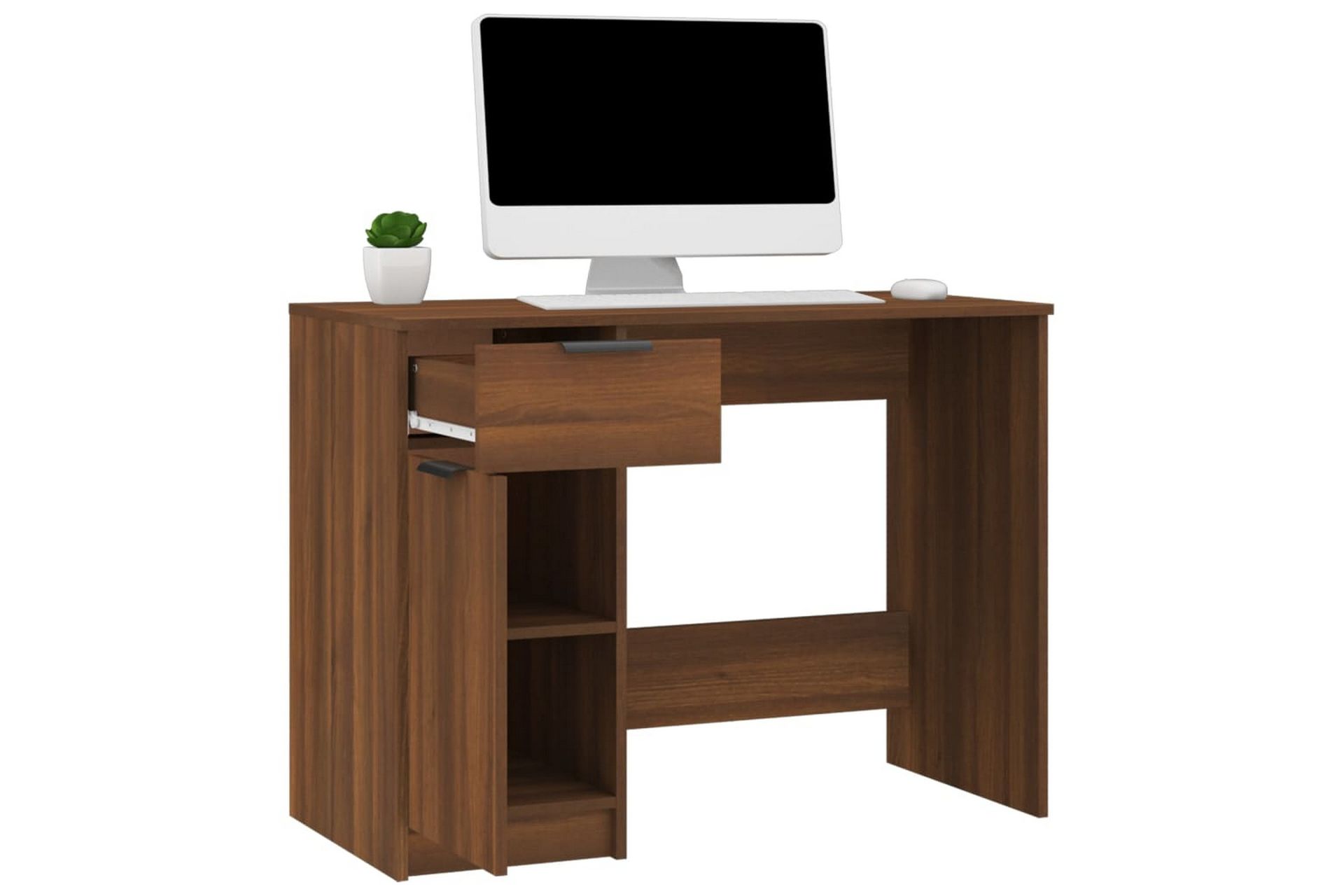 beBasic Skrivebord brun eik 100x50x75 cm konstruert tre - Brun - Møbler - Bord - Kontorbord - Skrivebord