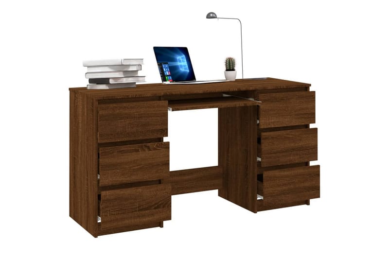 beBasic Skrivebord brun eik 140x50x77 cm konstruert tre - Brun - Møbler - Bord - Kontorbord - Skrivebord