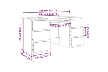 beBasic Skrivebord brun eik 140x50x77 cm konstruert tre - Brun - Møbler - Bord - Kontorbord - Skrivebord