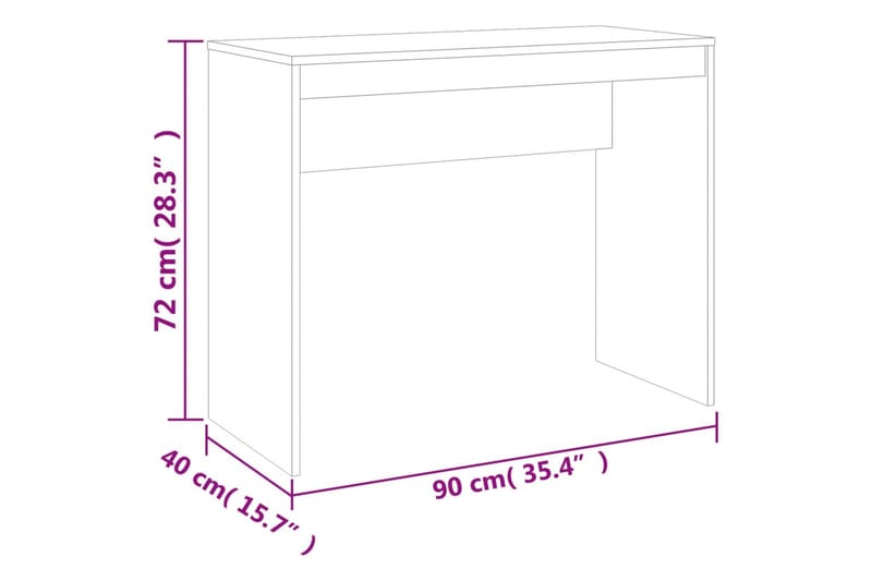 beBasic Skrivebord brun eik 90x40x72 cm konstruert tre - Brun - Møbler - Bord - Kontorbord - Skrivebord