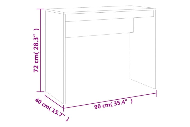 beBasic Skrivebord brun eik 90x40x72 cm konstruert tre - Brun - Skrivebord