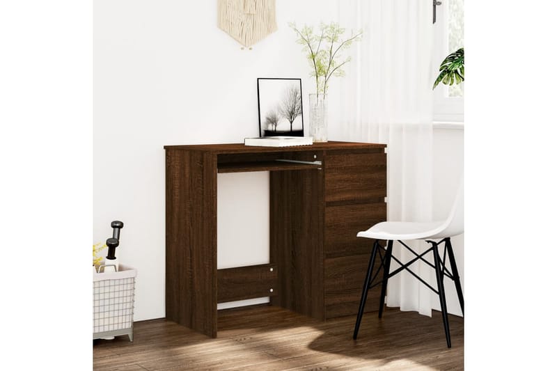 beBasic Skrivebord brun eik 90x45x76 cm konstruert tre - Brun - Møbler - Bord - Kontorbord - Skrivebord