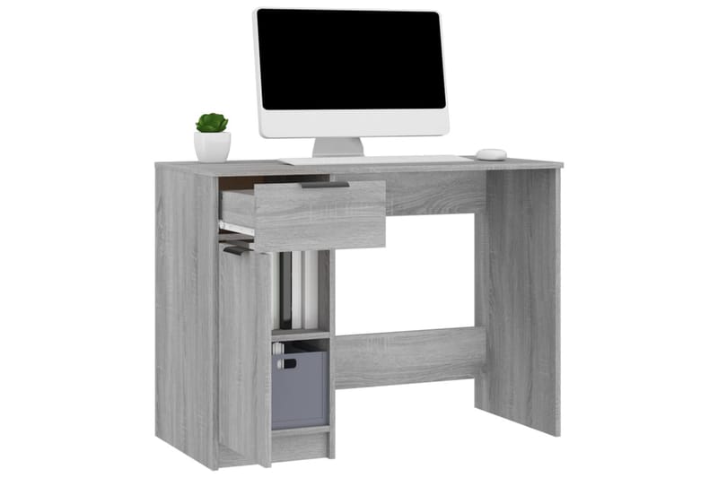 beBasic Skrivebord grå sonoma 100x50x75 cm konstruert tre - GrÃ¥ - Skrivebord