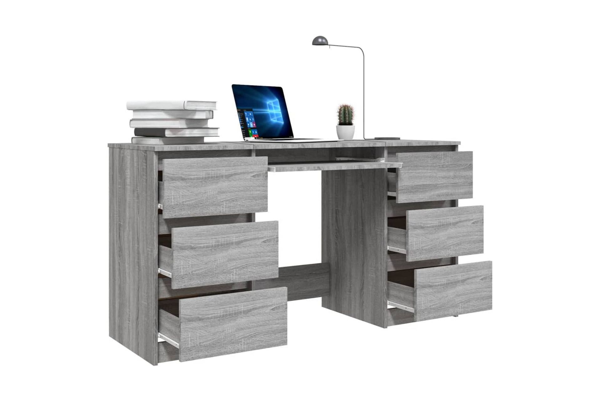 beBasic Skrivebord grå sonoma 140x50x77 cm konstruert tre - GrÃ¥ - Møbler - Bord - Kontorbord - Skrivebord