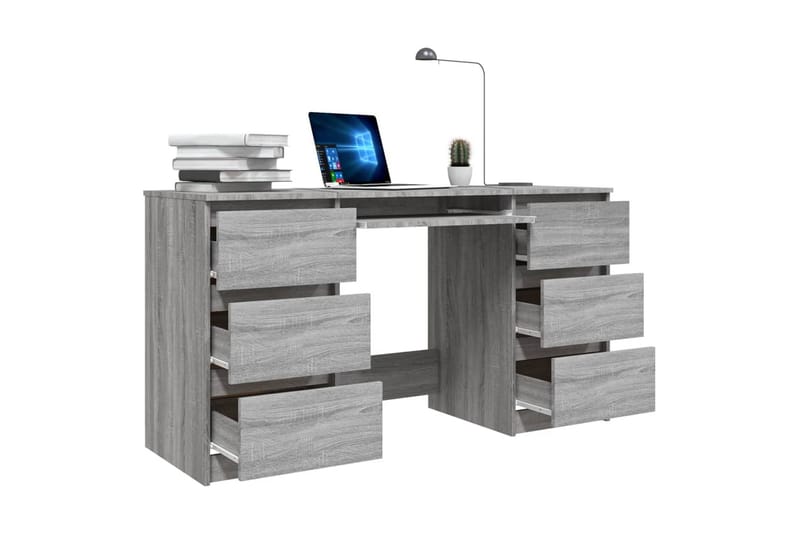 beBasic Skrivebord grå sonoma 140x50x77 cm konstruert tre - GrÃ¥ - Skrivebord