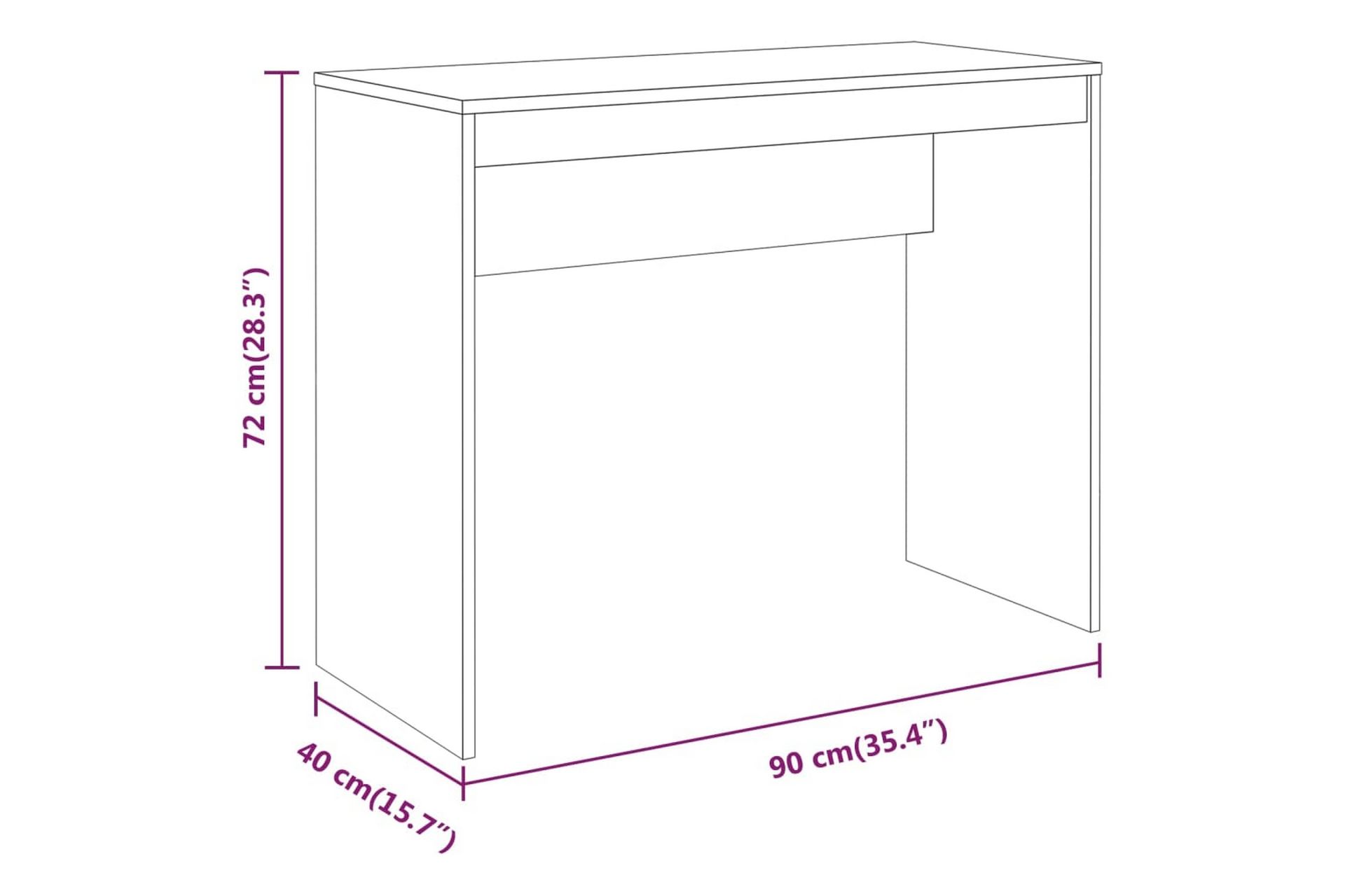 beBasic Skrivebord grå sonoma 90x40x72 cm konstruert tre - GrÃ¥ - Møbler - Bord - Kontorbord - Skrivebord