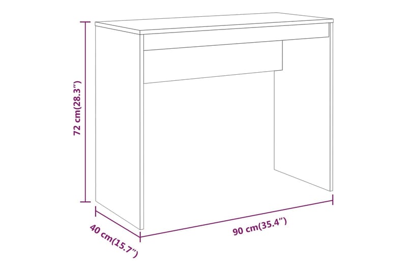 beBasic Skrivebord grå sonoma 90x40x72 cm konstruert tre - GrÃ¥ - Skrivebord