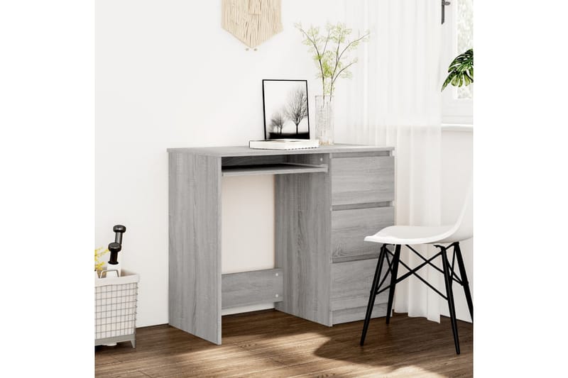 beBasic Skrivebord grå sonoma 90x45x76 cm konstruert tre - GrÃ¥ - Møbler - Bord - Kontorbord - Skrivebord