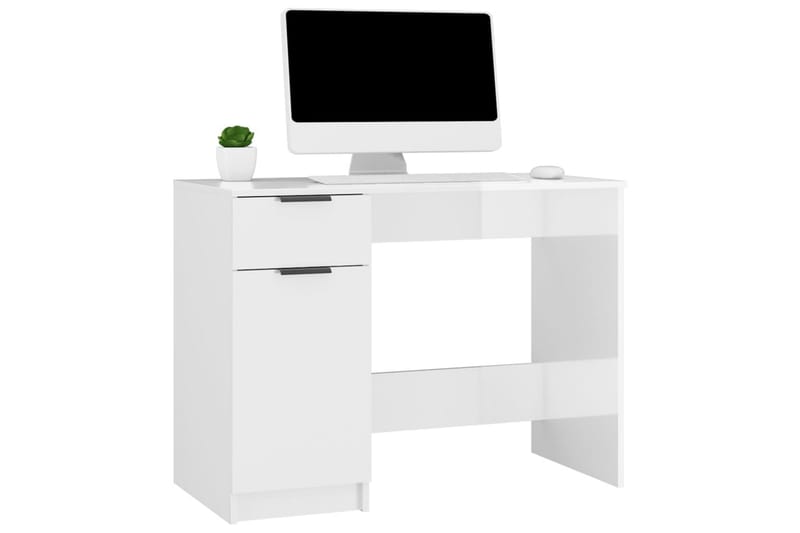 beBasic Skrivebord høyglans hvit 100x50x75 cm konstruert tre - Hvit - Møbler - Bord - Kontorbord - Skrivebord