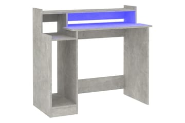 beBasic Skrivebord med LED-lys betonggrå 97x90x45 cm konstruert tre - GrÃ¥ - Møbler - Bord - Kontorbord - Skrivebord