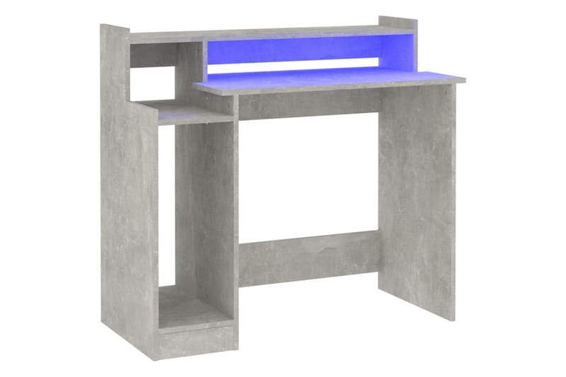 beBasic Skrivebord med LED-lys betonggrå 97x90x45 cm konstruert tre - GrÃ¥ - Møbler - Bord - Kontorbord - Skrivebord