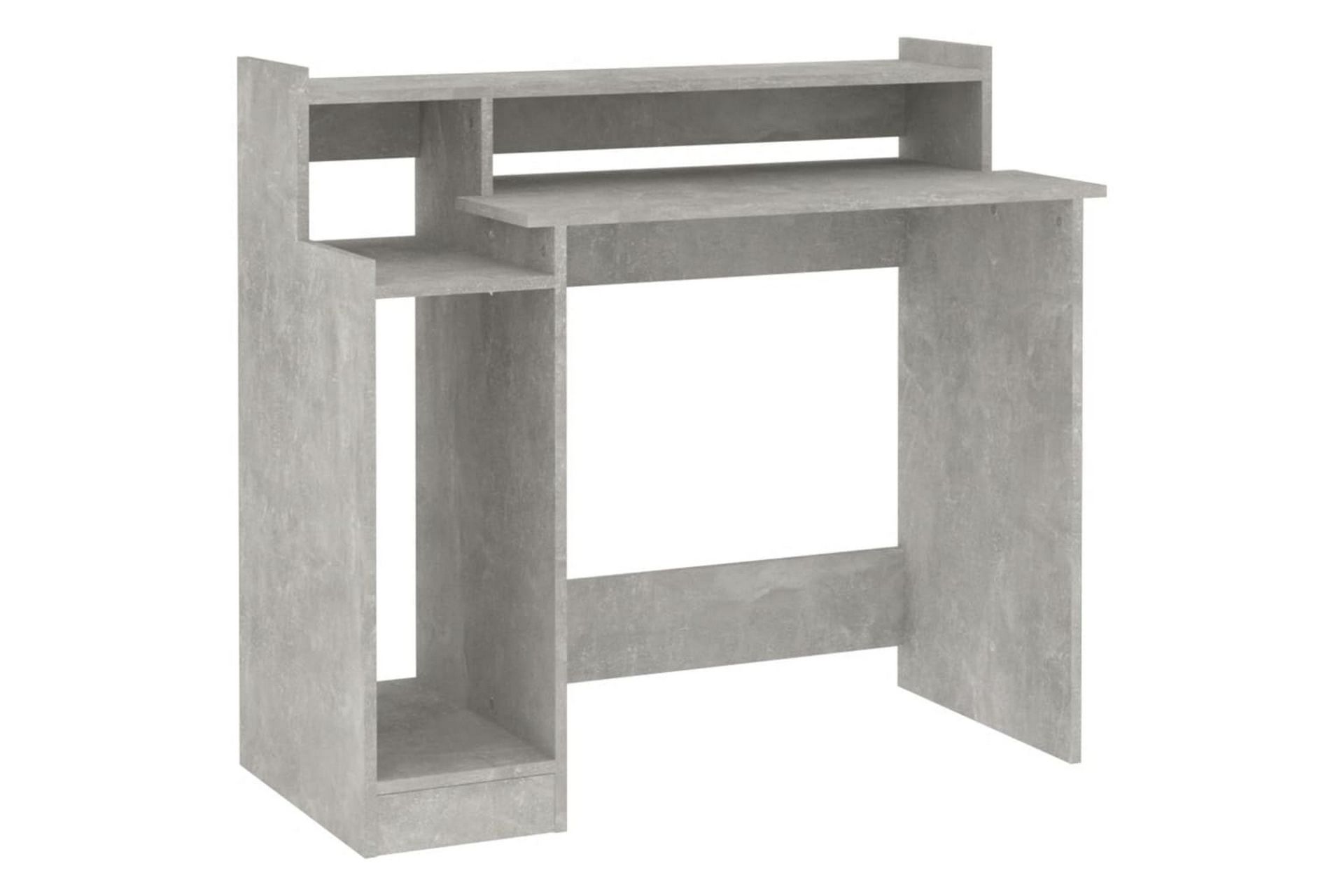 beBasic Skrivebord med LED-lys betonggrå 97x90x45 cm konstruert tre - GrÃ¥ - Møbler - Bord - Kontorbord - Skrivebord