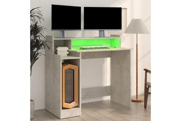 beBasic Skrivebord med LED-lys betonggrå 97x90x45 cm konstruert tre - GrÃ¥ - Møbler - Bord - Kontorbord - Skrivebord