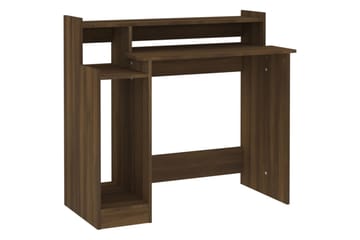 beBasic Skrivebord med LED-lys brun eik 97x90x45 cm konstruert tre - Brun - Møbler - Bord - Kontorbord - Skrivebord