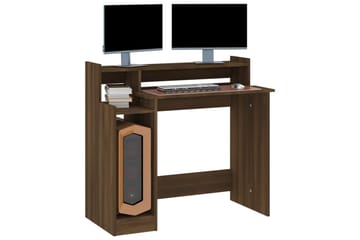 beBasic Skrivebord med LED-lys brun eik 97x90x45 cm konstruert tre - Brun - Møbler - Bord - Kontorbord - Skrivebord