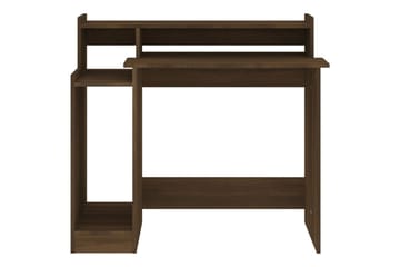 beBasic Skrivebord med LED-lys brun eik 97x90x45 cm konstruert tre - Brun - Møbler - Bord - Kontorbord - Skrivebord