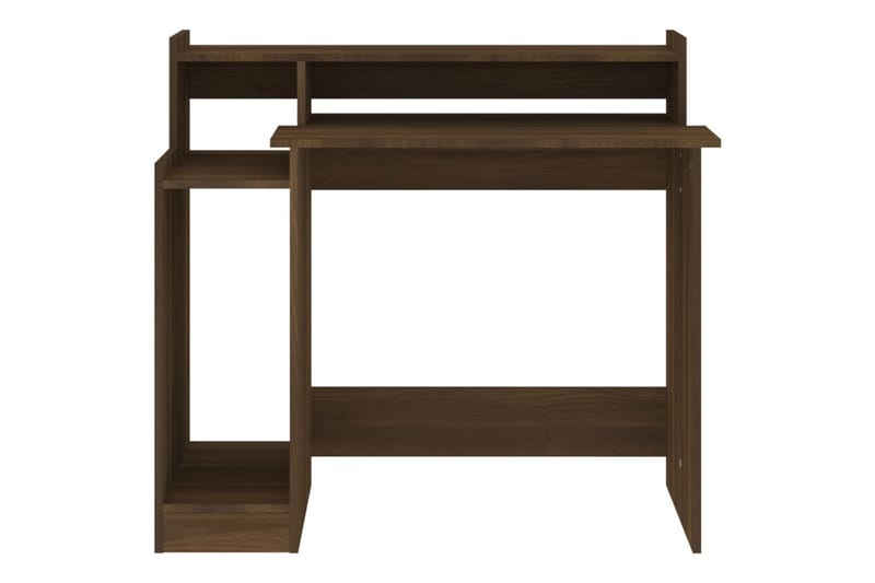 beBasic Skrivebord med LED-lys brun eik 97x90x45 cm konstruert tre - Brun - Møbler - Bord - Kontorbord - Skrivebord
