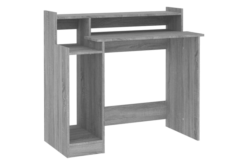 beBasic Skrivebord med LED-lys grå sonoma 97x90x45 cm konstruert tre - GrÃ¥ - Møbler - Bord - Kontorbord - Skrivebord