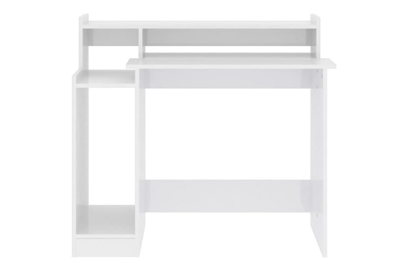 beBasic Skrivebord med LED-lys høyglans hvit 97x90x45 cm konstruert tre - Hvit - Møbler - Bord - Kontorbord - Skrivebord