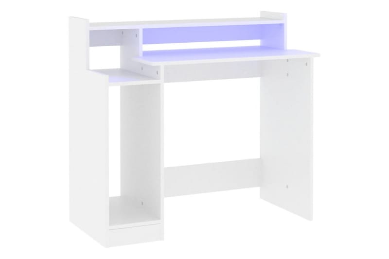 beBasic Skrivebord med LED-lys hvit 97x90x45 cm konstruert tre - Hvit - Møbler - Bord - Kontorbord - Skrivebord