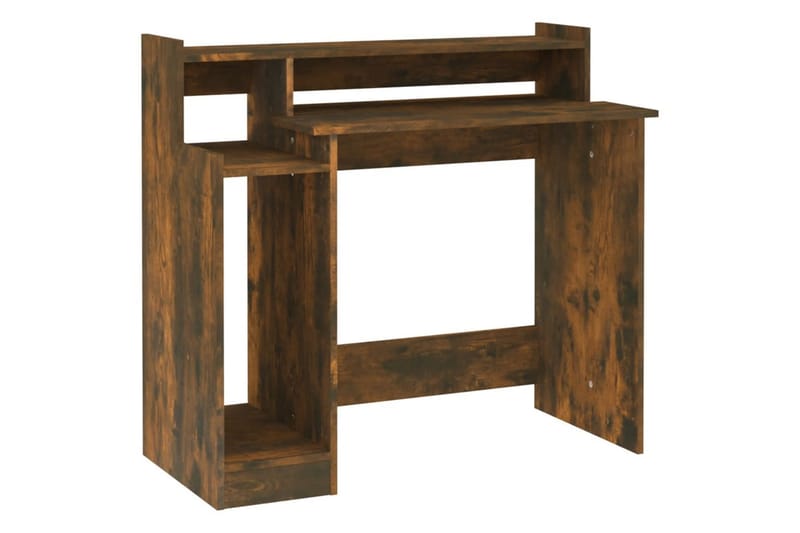 beBasic Skrivebord med LED-lys røkt eik 97x90x45 cm konstruert tre - Brun - Møbler - Bord - Kontorbord - Skrivebord
