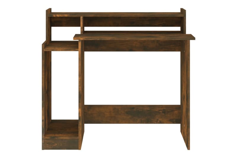 beBasic Skrivebord med LED-lys røkt eik 97x90x45 cm konstruert tre - Brun - Møbler - Bord - Kontorbord - Skrivebord