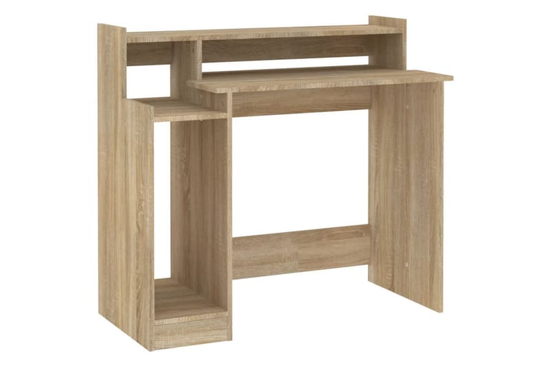 beBasic Skrivebord med LED-lys sonoma eik 97x90x45 cm konstruert tre - Brun - Møbler - Bord - Kontorbord - Skrivebord