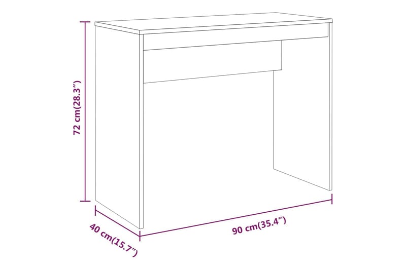 beBasic Skrivebord røkt eik 90x40x72 cm konstruert tre - Brun - Møbler - Bord - Kontorbord - Skrivebord