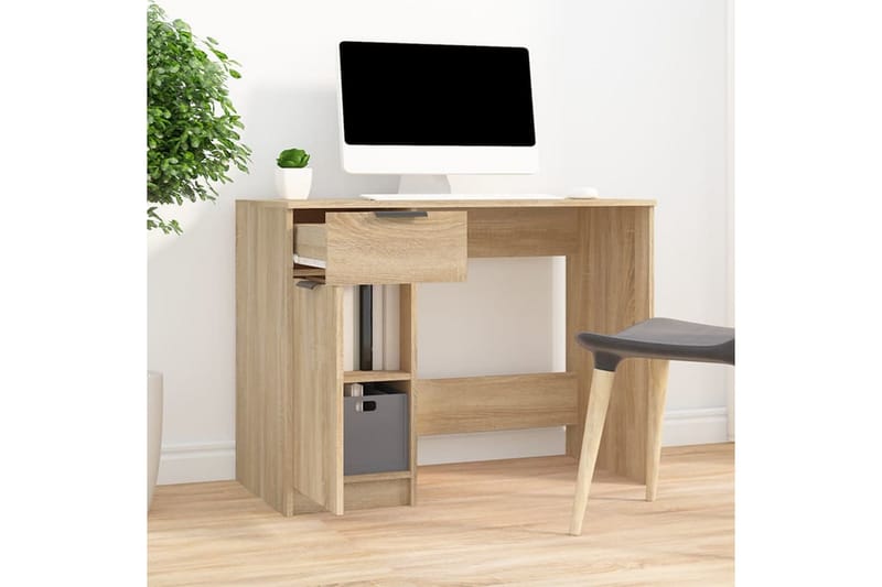 beBasic Skrivebord sonoma eik 100x50x75 cm konstruert tre - Brun - Møbler - Bord - Kontorbord - Skrivebord