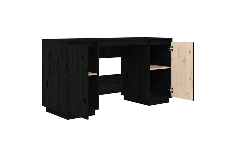beBasic Skrivebord svart 140x50x75 cm heltre furu - Svart - Skrivebord