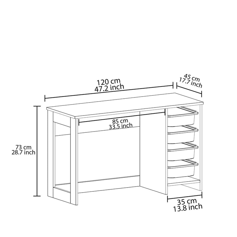 Branik Skrivebord 120x73x45 cm - Grå - Møbler - Bord - Kontorbord - Skrivebord